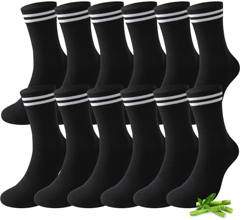 FALARY 6/12 Pares de Calcetines de Bambú Tenis Hombre Calcetines Mujer | Antitranspirantes,Transpirables,Calcetines Deportivos de Running,Calcetines Hombre