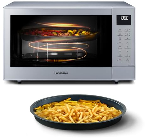 Panasonic NN-CT57RMEPG 27L 4-i-1, kombinationsmikrovågsugn med luftfritös, 1 000 W, 19 automatiska program, grillkonvektionsmatlagning, kompakt utrymmesbesparande design, silver