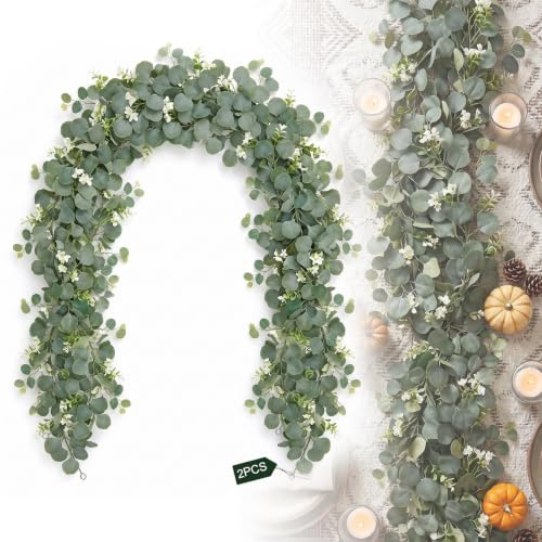 Pack de 2 Guirnaldas de Eucalipto Planta de Guirnalda Artificial de 1.8m