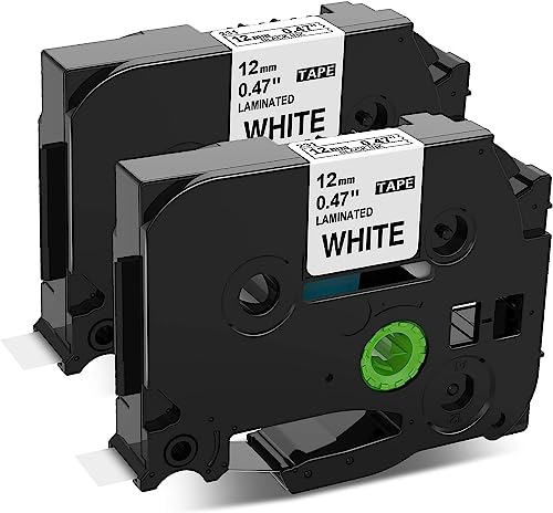 Upwinning kompatibel mit Brother TZe-231 Schriftbänder für Brother Beschriftungsgerät Bänder Tze 231 TZe231 12mm x 8m Weiß Laminiert P touch Schriftband für H110 H100c H105 900 1000, 2 Stück