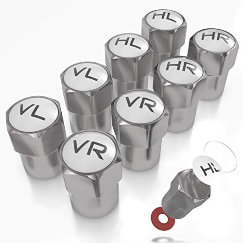 JK Trade® NEU 8X ABS-Kunststoff Ventilkappen Auto zur Reifenmarkierung mit integrierter Dichtung für eingelagerte Winter- & Sommerreifen, Universal, KFZ-Zubehör (Silber V2)