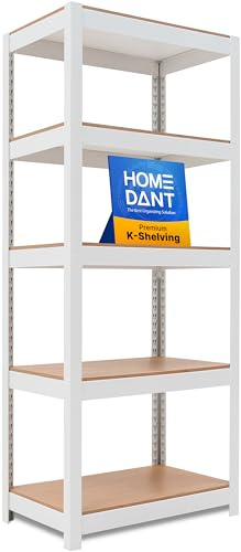 HOMEDANT House 5 Tier 24.1 W Laminated Metal Shelving Unit Adjustable Storage Utility Rack Heavy Duty Shelves Organization Multipurpose Shelf Kitchen Garage Pantry Closet 1 Pack
