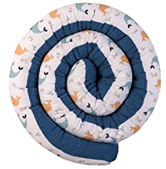 ULLENBOOM ® Baby Kuschelschlange 300x13 cm Blau-Wale (Made in EU) - Kuschelschnecke in vielen Farben und Größen, Bezug: 100% OEKO TEX Baumwolle, Nackenrolle