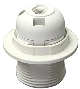 E27 Lamp Holder White Bakelite Socket Edison Screw Light Bulb Base 10mm Thread Entry Shade Ring Durable Safe DIY Vintage Fixture Lighting Accessory