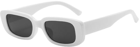 WDZAYXC Lunettes de soleil rectangulaires vintage pour homme et femme - Lunettes rétro tendance avec monture carrée - Lunettes de protection UV400, Blanc.