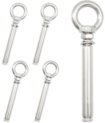 Ruidee 5 Stück Edelstahl Ringschraube Anker M8x100mm Dehnschraube Mit Ring Erweiterung Bolzen Augenschraube Anchor Eye Bolt Expansion Screw für Bauwerke aus Beton und Mauerwerk (PZ-LS/M8*100MM)