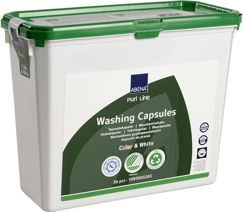 ABENA Puri-Line Washing Pods | 36 Laundry Pods Per Pack | Colour and Fragrance Free Washing Capsules, Stain and Odour Removal for Coloured and White Fabrics