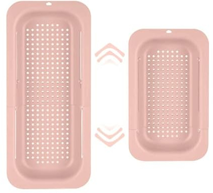 Taasmoog Sieb Küche ausziehbar(37-50cm), Ausziehbar Siebkorb über der Spüle, Abtropfsieb Sieb Küche Waschbecken, Gekochte Nudeln abtropfen, Gemüse, Obst waschen, RYDG-LSL1