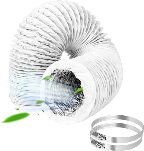 CTDMJ Tuyau d'évacuation d'air Ø 100 mm - 3 m - Flexible en PVC - Tuyau d'évacuation d'air - Tuyau de climatisation - Tuyau flexible en aluminium avec 2 colliers de serrage en acier inoxydable - Pour