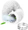 CTDMJ Tuyau d'évacuation d'air Ø 100 mm - 3 m - Flexible en PVC - Tuyau d'évacuation d'air - Tuyau de climatisation - Tuyau flexible en aluminium avec 2 colliers de serrage en acier inoxydable - Pour