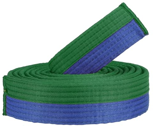 PATIKIL Taekwondo Farbiger Ranggürtel, 1,6 x9,2 Ft 2,8M Polyester Kampfsport Judo Karate Gürtel für Unterricht Praxis, Grün-Blau