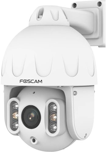 Foscam SD8EP 8MP PoE PTZ Dome - Telecamera di sorveglianza con zoom ottico 4x, qualità video UHD HDR, per interni ed esterni, rilevamento intelligente di persone e veicoli