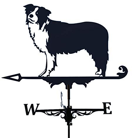 ANCNA-U Decor weathercock Weather Vane Mount Garden Yard Decoration, Stainless Steel Weather Vane Farm Scene Direction Indicator,Border Collie