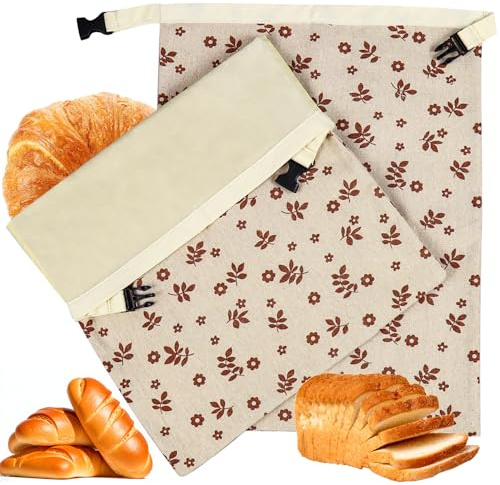 2 Pack Reusable Beeswax Bread Bags, Bags for Homemade Bread,Cotton Beeswax Bag to Keep Fresh,Sourdough Bread Bags