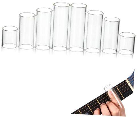 Yardwe Guitar Accessories 8-piece Glass Slides Slide Rings Finger Covers Enhance Performance