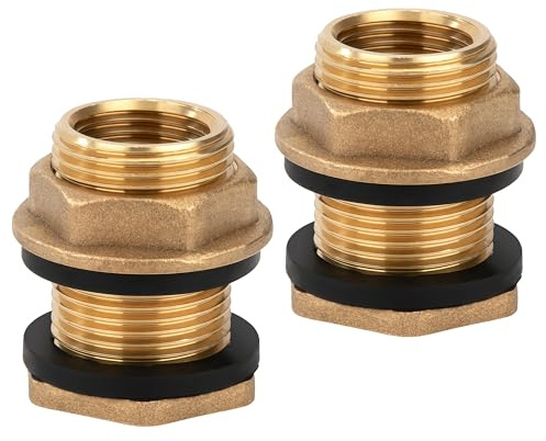 Conector de Tanque de Agua, 2 Piezas Barril de Lluvia de Latón con Rosca Exterior de 3/4 Pulgadas x Rosca Interior de 1/2 Pulgadas, Unión Accesorio de Tanque para Grifo, Bañera, Piscina