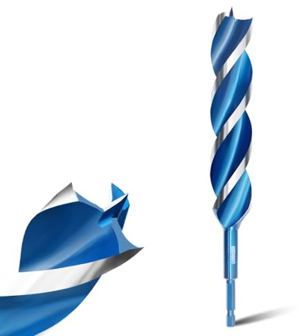 Teronbeta Broca para Madera en Espiral 30mm x 230mm Helicoidales para madera con 1/4 Pulgada Mango Hexagonal