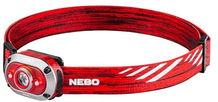 NEBO MYCRO 450 Rechargeable Headlamp | 450 Lumens, 6 Light Modes, Water Resistant, Detachable Hat Clip, Super Bright Head Lamp for Camping & Hiking, Includes USB Charging Cable (Red)