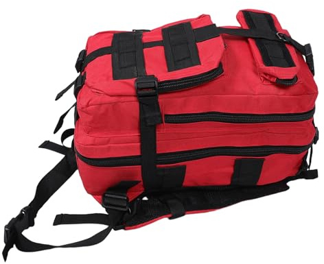 FUNOMOCYA Zaino Trekking Rosso in Oxford Grande capacità Ergonomico con Tasca Emergenza Zaino Outdoor da Escursionismo per Uomo e Donna