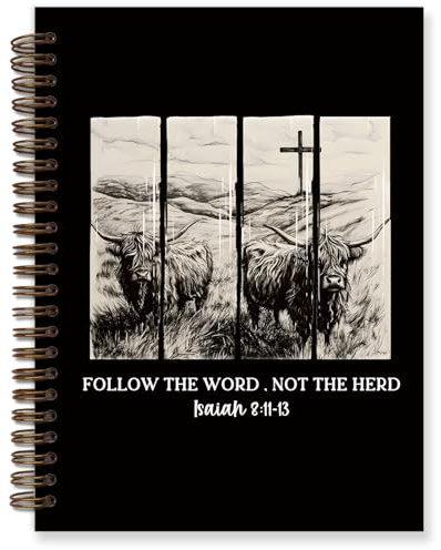 TFKFJLF Western Highland Cow Christian Notebook, Notebook for Bible Study, Western Planner 2026, Religious Gifts for Women, Hardcover Spiral Notebooks, Follow the Word Not the Herd, 5.5x8.3 Inch