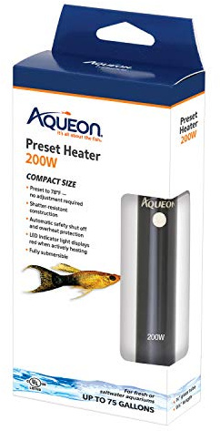 Aqueon Aquarium Fish Tank Preset Heater For Up To 75 Gallons, 200 Watts