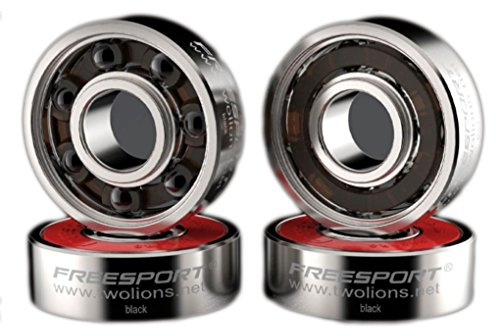 Twolions High Speed 608RS Stainless Steel Hybrid Black Ceramic Bearings for Inline Skates or Skateboard or Scooter or Quad Roller Skates (Pack of 8)