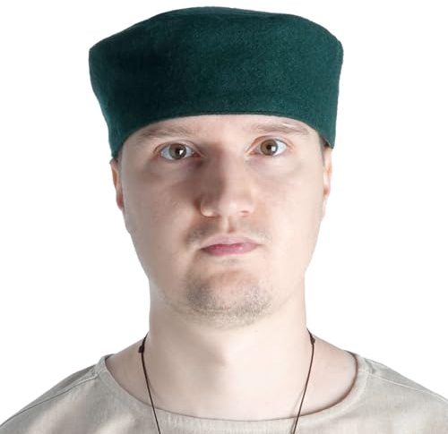 HEMAD Cappello di Lana Medievale Maschile – M-XL Marrone, Grigio, Nero, Rosso