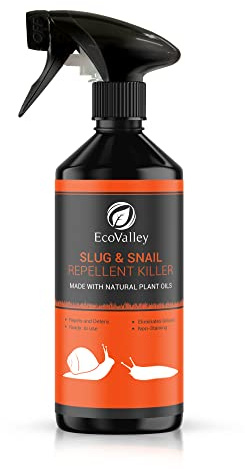 EcoValley Slug & Snail Control Terminator Repellent Spray–Natural Plant-Based Garden Deterrent with Essential Oils, Aromatic Barrier for Indoor or Outdoor Use,Non-Harmful Pest Solution, 500ml Bottle