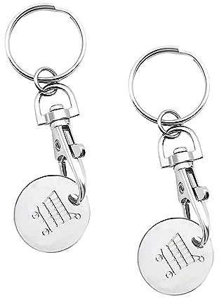 2Pcs Metal Shopping Cart Coin Keychains,Trolley Tokens for Supermarket Cart Trolley Key Ring,Keyring Clasp Supermarket Locker Cart for Shopping Cart Unlocker Unisex Birthday and Thanksgiving Gifts