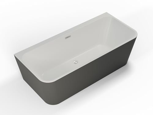 SPALINA Mint 170 Grise - Bañera Semi-exenta Mural L. 170 x l. 81 cm