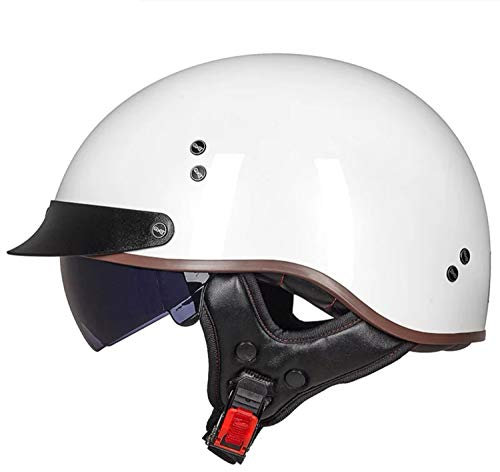 Halbschalenhelm Jet-Helm Helm mit ECE-Zertifizierung Rollerhelm Cruiser Chopper Skateboardhelm Antikollisionshelm Motorradhalbhelm mit Visier für Damen und Herren Erwachsene K,L