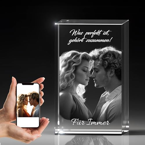 Gedenk Kristall – 3D Personalisiertes Fotogeschenk, ideal für Hochzeit, Jahrestag, Verlobung oder Valentinstag,Vatertagsgeschenk, perfektes Liebesgeschenk für Ihren Partner und Tierbesitzer