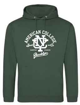 AMERICAN COLLEGE USA Tröja tröja med tryck varma kläder blandade män och kvinnor casual modell ACSCW6 mörkgrön L, Färg: grön, L