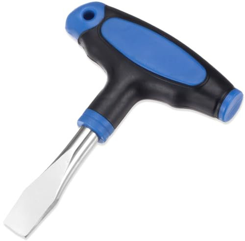 Tournevis à tête plate avec poignée en T de 12 mm, poignée ergonomique en plastique, longueur de tige allongée, en acier au carbone, idéal pour les jeux de films, bleu noir