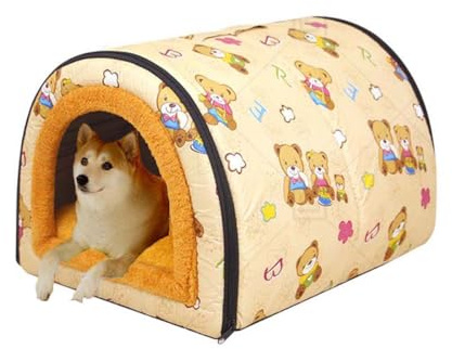 Cama tipo cueva para perros, iglú, cama plegable 2 en 1 para perros con almohada de cojín extraíble, tienda de campaña cálida para gatos, alivio de la ansiedad, cama portátil para gatos, cachorros,