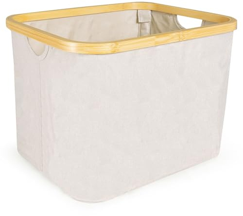 Staubox 2er-Set 4 Fach faltbar | Aufbewahrungskorb Nelson | Regalbox Kallaxregal Bambus 8L (1 x Large beige)