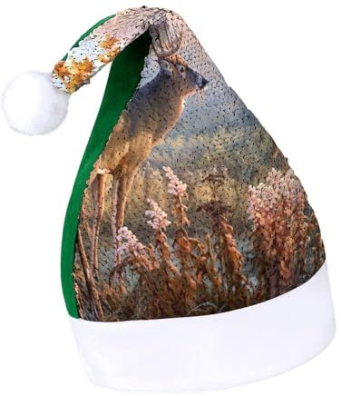 Cmagnifico Pailletten-Weihnachtsmütze für Erwachsene, Jagd-Hirsch-Familienhut für verschiedene Feiertagspartys