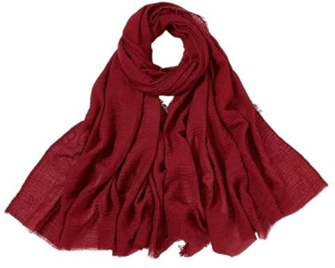 Kiran Fashion Foulard long en viscose froissé style hijab doux et léger avec bords effilochés