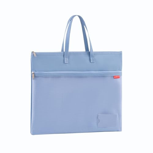 Bolsa para documentos A4 con cremallera, 35 x 28 cm, bolsa de nailon impermeable con doble cremallera y malla de nylon con asa, etiqueta pequeña, bolsa de viaje para estudiantes y oficina, azul