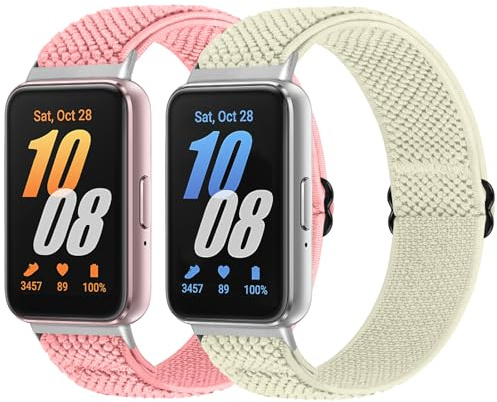 WNIPH 2 delar nylon elastiskt band kompatibelt med Samsung Galaxy Fit 3 klockor för herr och dam, mjukt justerbart elastiskt sportersättningsband för Samsung Galaxy Fit 3