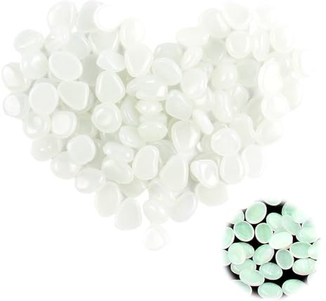 100 Pièces Pierre Lumineuse, Pierres Décoratives de Pot de Fleur, Cailloux Aquarium, pour Jardin Galet Lumineux Cailloux Brillants dans Le Noir pavés pour Maison Jardin Passerelle, Environ 1cm