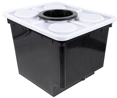 IMIKEYA Soilless Cultivation Bucket Hydroponic Plant Basket for Greenhouse Vegetable Gardening Black Plastic Barrel One Hole Lid and Plant Growth Basket