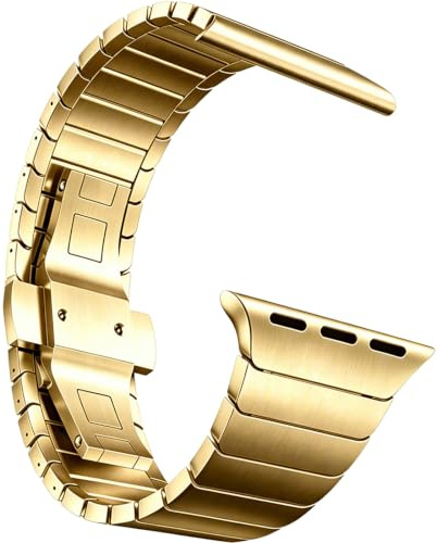 MaKTech Rostfritt Stål Band för Apple Watch,24mm Bred Metall Ersättningslänk Armband Ögla,för Apple Watch Ultra 3/2/1 49mm [2025] (Guld)