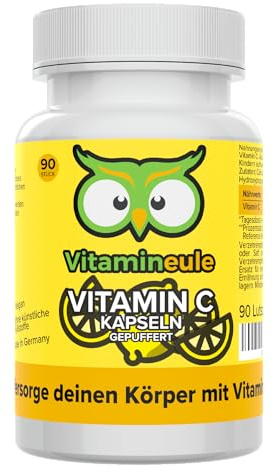 Vitamin C Kapseln - hochdosiert 500 mg - gepuffertes Calciumascorbat - Produktion in Deutschland - bioaktiv & vegan - ohne Zusatzstoffe - für Erwachsene & Kinder - Vitamineule®