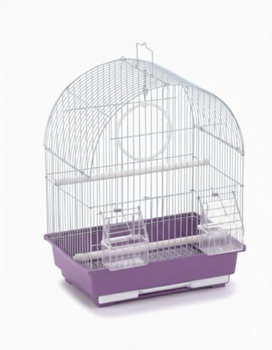 MOLY Jaula para Pájaros 30 x 23 x 39 cm Lila | Pajarera Plegable para Canarios, Periquitos y Aves Pequeñas | Fácil de Limpiar y Montar | 1 Columpio + 2 Comederos + 2 Palos