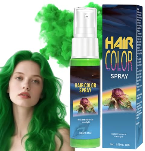 Green Temporary Hair Color Spray,Temporary Hair Dye,Quick-Dry Green Hair Dye Tem/porary,Washable Gre/en Hair Spray for Women&Men,Gre/en Ha/ir D/ye for Adult,for Halloween,Parties&Cosplay,Easy to Color