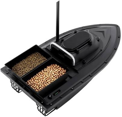FROPIJ Barca da pesca e barca telecomandata – Esca da pesca | Barca per mangimi | Bait Boat | portata del telecomando 500 m | Durata della batteria 90 minuti | Carico di 2 kg | Luce per navigatore a