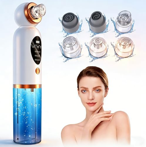 Aspirador para puntos negros, extractor de puntos negros cara, 3 Modi recargable y 6 sondas y tanque de agua visible para limpieza facial, tratamiento del acné y cuidado de la piel - blanco