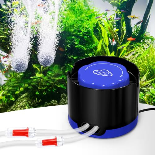 QZQ Aquarium Air Pump, Quiet Fish Tank Air Pump with Dual Outlets, Powerful Adjustable Oxygen Pump with Accessories, Aquarium Bubbler Aerator for Fish Tank Up to 40 Gallon (2.5W)