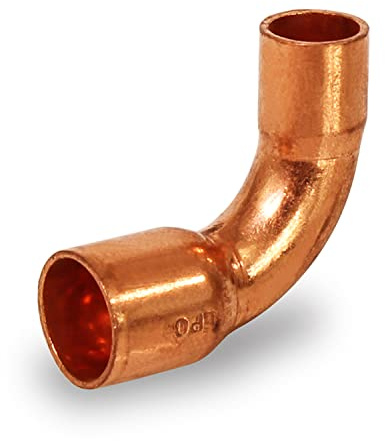 Everflow Supplies CCLT1238 90 Degree C X C Copper Long Radius Elbow Fitting with Two Copper Solder Cups, 1/2 x 3/8